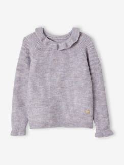 Jersey suave con cuello fantasía de punto calado y mullido, para niña -Jersey suave con cuello fantasía de punto calado y mullido, para niña