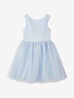 Vestido de ceremonia satén y muselina niña -Vestido de ceremonia satén y muselina niña
