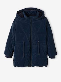 Chaqueta acolchada larga con capucha y forro de sherpa, niña -Chaqueta acolchada larga con capucha y forro de sherpa, niña