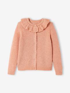 Chaqueta de punto mullido con gorguera, niña -Chaqueta de punto mullido con gorguera, niña