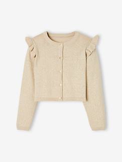 Chaqueta de punto con volantes de punto irisado para niña -Chaqueta de punto con volantes de punto irisado para niña