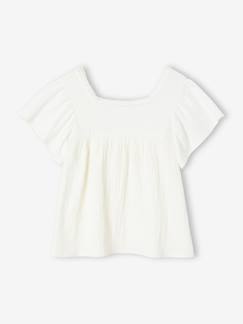 Blusa de dos tejidos para niña -Blusa de dos tejidos para niña