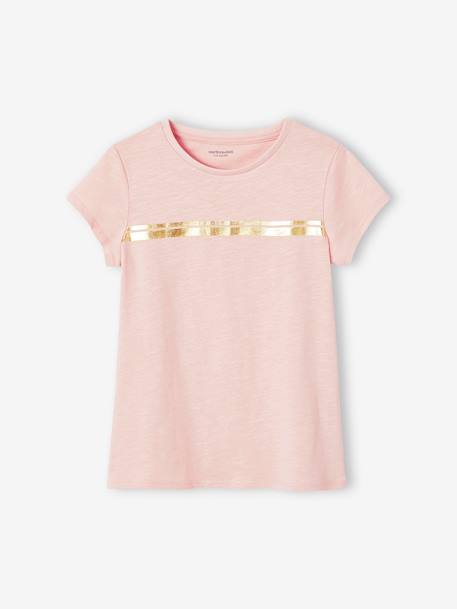 Camiseta deportiva a rayas irisadas, para niña BLANCO CLARO LISO CON MOTIVOS+lila+rosa maquillaje 