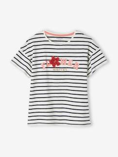 Camiseta con motivo con flecos y detalles irisados para niña