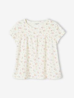Camiseta estilo blusa con flores, para niña