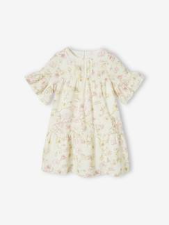 Vestido de fiesta con volantes y motivos de flores para niña -Vestido de fiesta con volantes y motivos de flores para niña