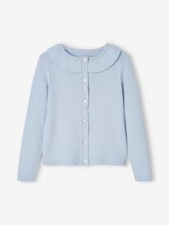 Chaqueta de punto corta con gorguera, para niña -Chaqueta de punto corta con gorguera, para niña