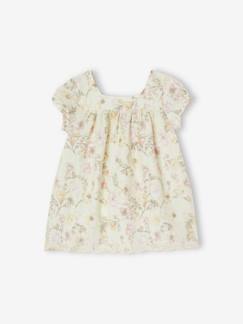 Vestido de manga corta con estampado de flores para bebé -Vestido de manga corta con estampado de flores para bebé