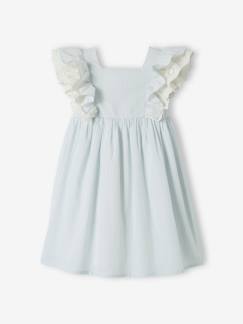 Vestido de fiesta a rayas con mangas de volantes para niña -Vestido de fiesta a rayas con mangas de volantes para niña