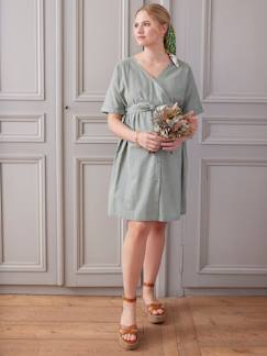 Vestido corto cruzado para embarazo y lactancia Ropa Premamá-Vestido corto cruzado para embarazo y lactancia