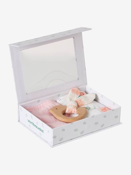 Estuche regalo para recién nacido personalizable capuchino+rosa rosa pálido 