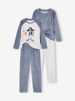 Pack de 2 pijamas de terciopelo «piratas» para niño