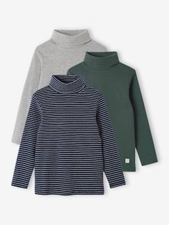 Pack de 3 camisetas con cuello vuelto para niño Niño-Camisetas y polos-Camisetas cuello alto-Pack de 3 camisetas con cuello vuelto para niño
