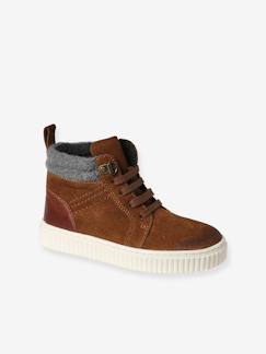 Zapatillas deportivas infantiles de caña alta de piel con cordones y cremallera Calzado-Calzado niño (23-38)-Zapatillas-Zapatillas deportivas infantiles de caña alta de piel con cordones y cremallera