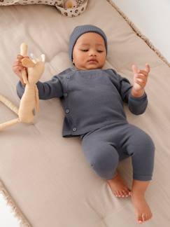 Conjunto de punto tricot para bebé: cárdigan + leggings + gorro