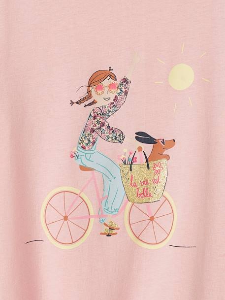 Camiseta con motivo 'à bicyclette' para niña BLANCO MEDIO LISO CON MOTIVOS+crudo+rosa maquillaje+rosa rosa pálido+verde agua 