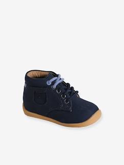 Botines de piel blanda con cordones para bebé primeros pasos Calzado-Calzado bebé (17-26)-Primeros pasos (17-23)-Botines de piel blanda con cordones para bebé primeros pasos