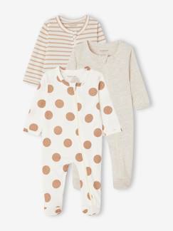 -Pack de 3 pijamas para bebé de punto con abertura con cremallera BASICS