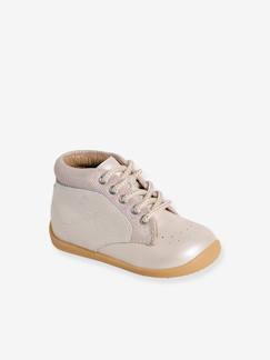 Botines de piel blanda con cordones para bebé primeros pasos Calzado-Calzado bebé (17-26)-Primeros pasos (17-23)-Botines de piel blanda con cordones para bebé primeros pasos