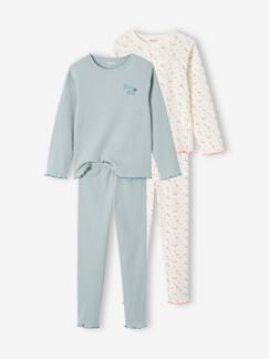 Pack de 2 pijamas de punto de canalé para niña