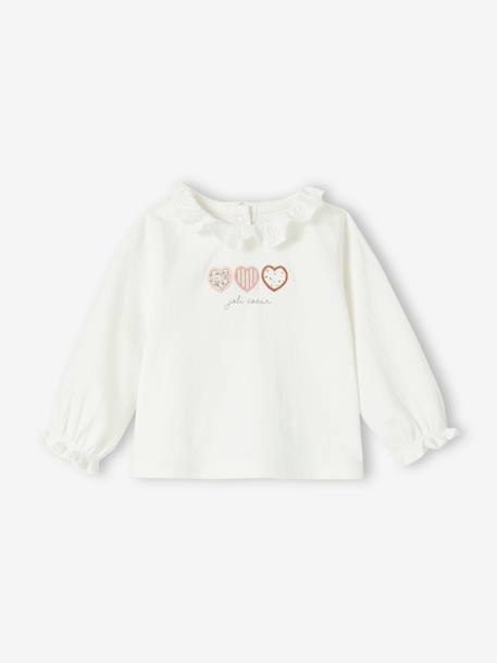 Camiseta con cuello de bordado inglés para recién nacido Bebé-Camisetas-Camisetas-Camiseta con cuello de bordado inglés para recién nacido