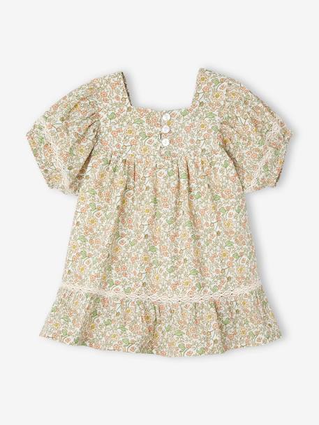 Bebé-Vestidos, faldas-Vestido de flores con detalles de encaje para bebé
