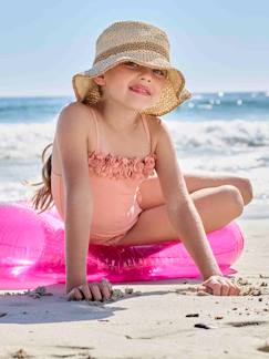 Niña-Accesorios-Sombrero bicolor para niña aspecto paja con efecto ganchillo