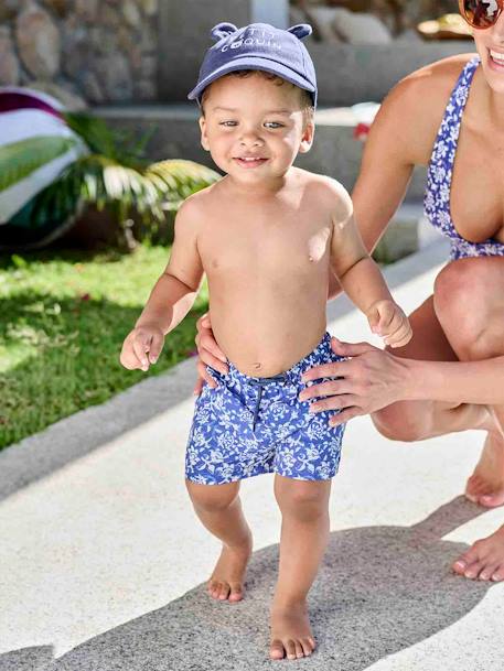 Bañador short estampado flores estilizadas bebé niño Bebé-Bañadores y accesorios de playa-Bañador short estampado flores estilizadas bebé niño