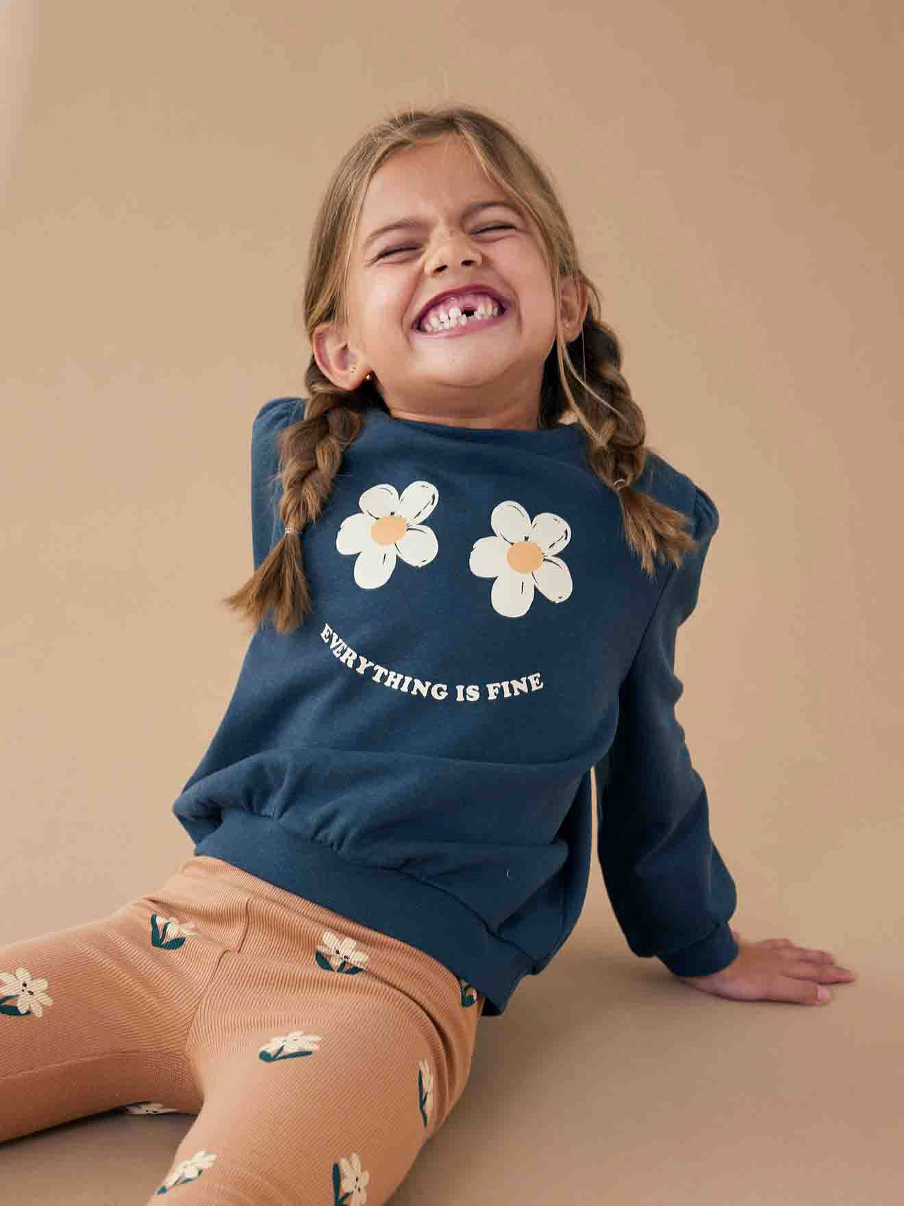 Conjunto para niña: sudadera leggings con estampado azul marino