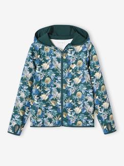 Sudadera deportiva con cremallera estampada de flores, de tejido técnico Niña-Jerséis, chaquetas de punto, sudaderas-Sudadera deportiva con cremallera estampada de flores, de tejido técnico