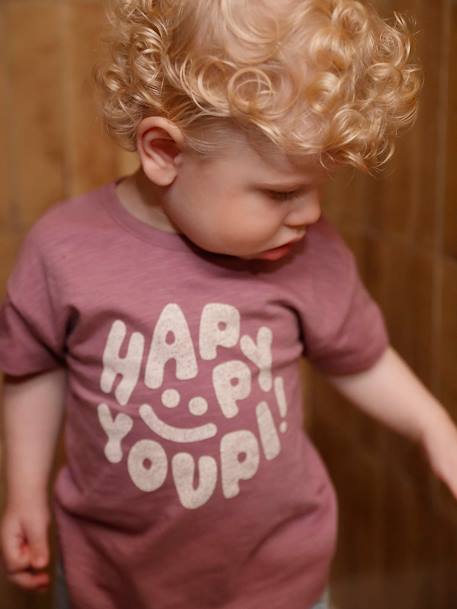 Camiseta "Happy Youpi" bebé manga corta de algodón orgánico Bebé-Camisetas-Camisetas-Camiseta "Happy Youpi" bebé manga corta de algodón orgánico
