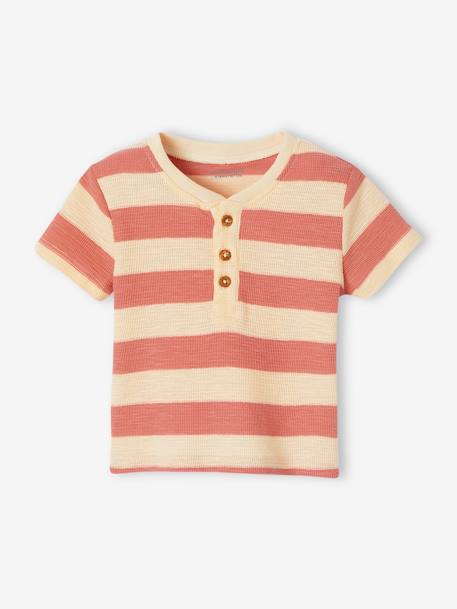 Camiseta a rayas de punto de nido de abeja para bebé Bebé-Camisetas-Camisetas-Camiseta a rayas de punto de nido de abeja para bebé
