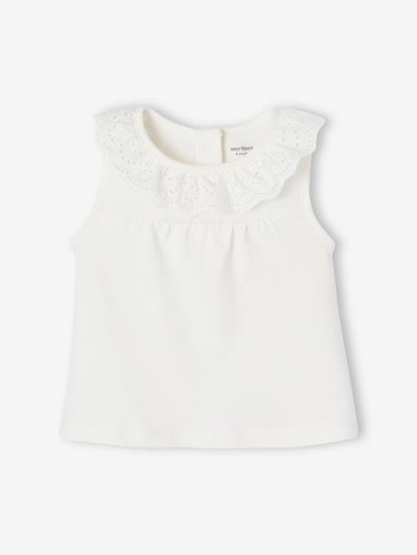 Camiseta de ceremonia con cuello bordado para bebé niña Bebé-Camisetas-Camisetas-Camiseta de ceremonia con cuello bordado para bebé niña
