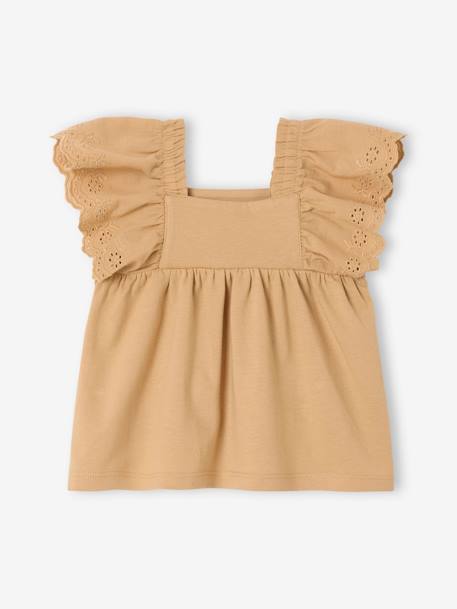 Camiseta con cuello cuadrado y bordado inglés para bebé Bebé-Camisetas-Camisetas-Camiseta con cuello cuadrado y bordado inglés para bebé