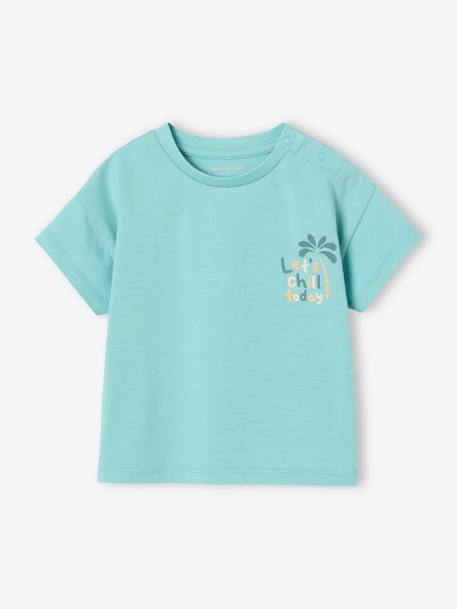 Camiseta para bebé con motivo grande en la espalda y hombro con automáticos Bebé-Camisetas-Camisetas-Camiseta para bebé con motivo grande en la espalda y hombro con automáticos