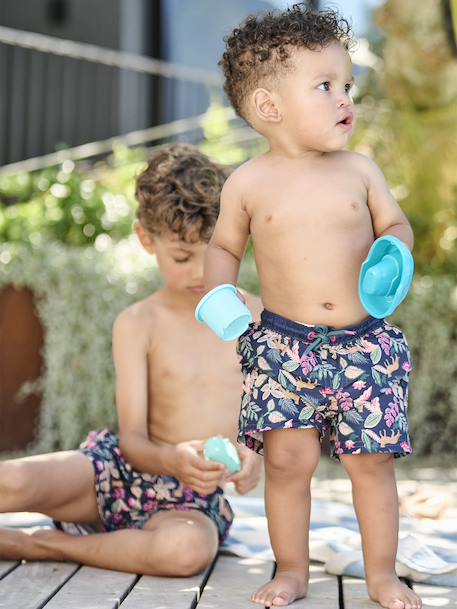 Bañador short estampado para bebé niño Colección cápsula Familia Bebé-Bañadores y accesorios de playa-Bañador short estampado para bebé niño Colección cápsula Familia