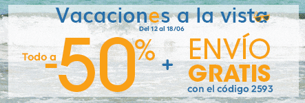 Vacaciones a la vista todo a -50% & -30% + envío gratis Vacaciones a la vista todo a -50% & -30% + envío gratis