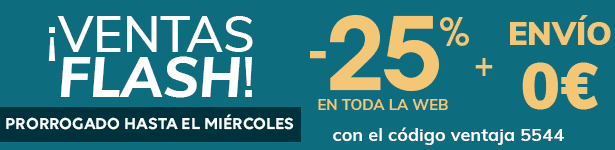 ¡Ventas FLASH! -25% en toda la web + Envío 0€ ¡Ventas FLASH! -25% en toda la web + Envío 0€