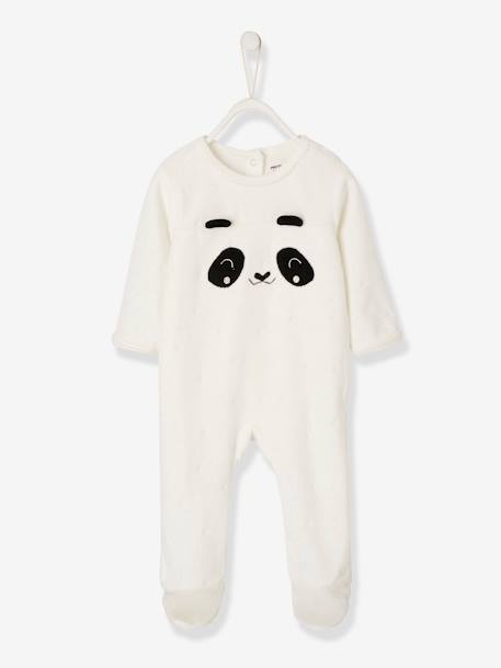 Maldito Conectado El diseño Pijama para bebé de terciopelo con automáticos detrás blanco claro liso con  motivos - Vertbaudet