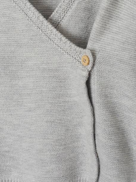 Chaqueta cruzada para bebé de algodón y lana beige jaspeado+BLANCO CLARO LISO+GRIS CLARO JASPEADO+ROSA CLARO LISO+rosa maquillaje+Verde agua 