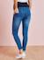 Pantalón slim tobillero con rotos de embarazo Azul medio lavado+AZUL OSCURO LISO 