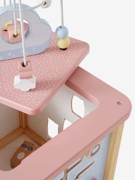 Cubo grande de actividades, de madera FSC®. multicolor+NARANJA CLARO LISO CON MOTIVOS+rosa 