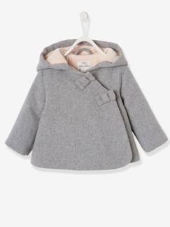 Bebé-Abrigos, monos piloto- Abrigos-Abrigo con capucha para bebé niña de paño de lana forrado y guateado