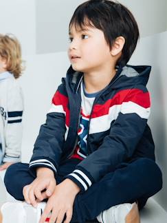 Niño-Abrigos y chaquetas-Impermeables y cortavientos-Cazadora con capucha efecto colorblock para niño