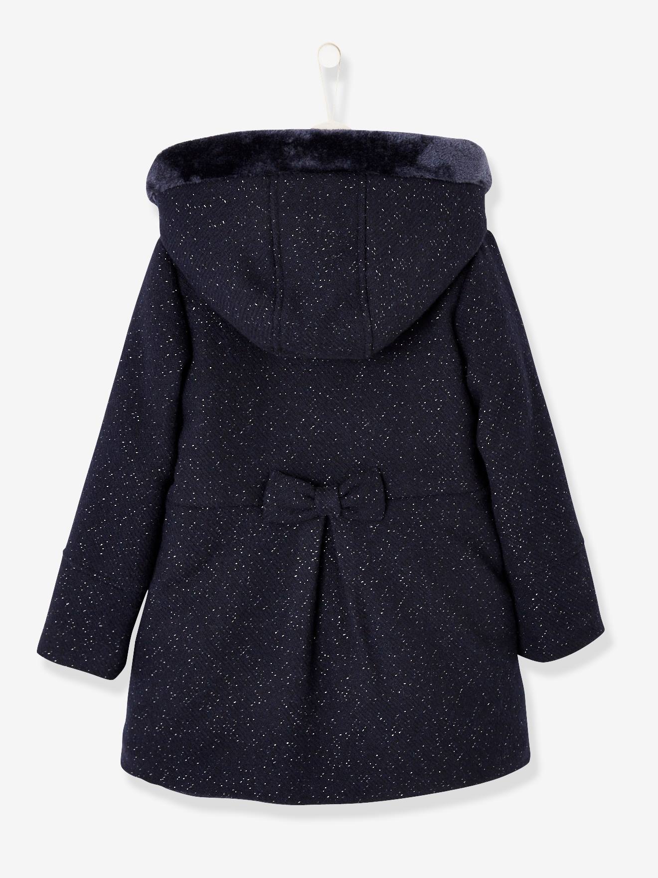 Abrigo niña de lana violeta oscuro liso - Vertbaudet
