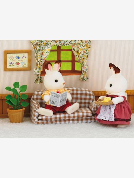 5013 - Papá Conejo Chocolate con salón SYLVANIAN FAMILIES BEIGE MEDIO ESTAMPADO 