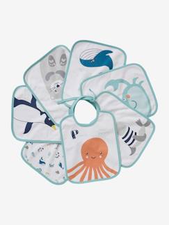 Puericultura-Comida-Baberos-Pack de 7 baberos para bebé VERTBAUDET con animales marinos