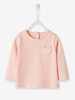 Bebé-Camisetas-Camiseta bebé niña con bolsillo con corazón y fresas