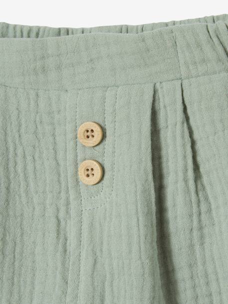 Pantalón corte árabe de gasa de algodón AZUL OSCURO LISO+blanco estampado+Blanco medio liso+capuchino+crudo+VERDE CLARO LISO 