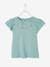 Camiseta para niña con bordado inglés y mangas con volantes AZUL MEDIO LISO+Blanco claro liso+coral+fucsia+malva+VERDE CLARO LISO 